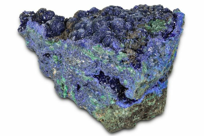 Sparkling Azurite Crystals with Fibrous Malachite - China #350785